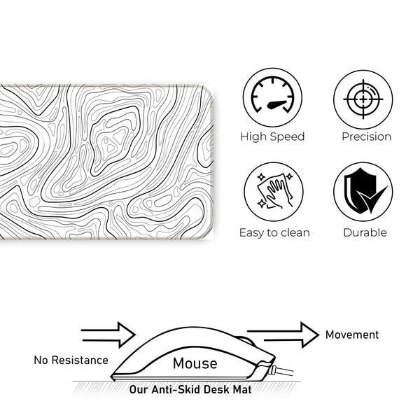Monochrome Minimalist Topographic Deskmat