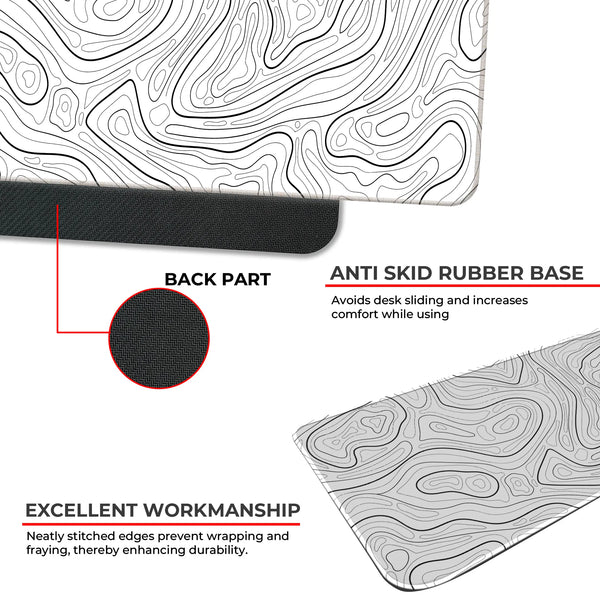 Monochrome Minimalist Topographic Deskmat
