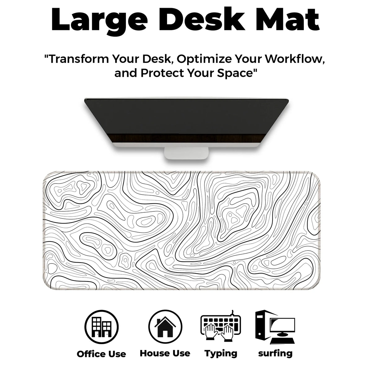 Monochrome Minimalist Topographic Deskmat
