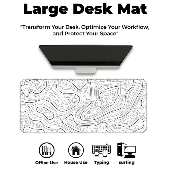 Monochrome Minimalist Topographic Deskmat