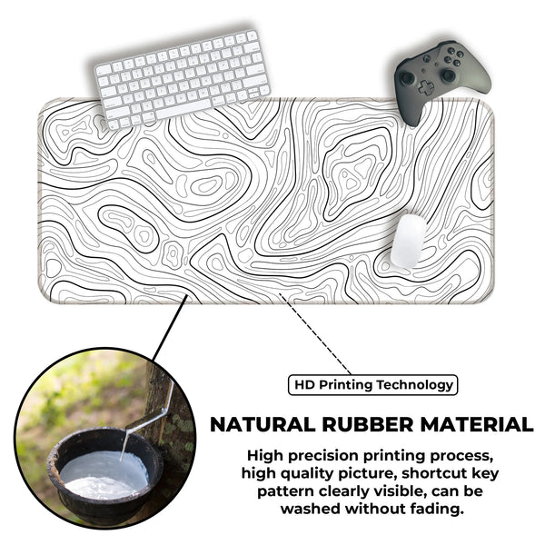 Monochrome Minimalist Topographic Deskmat