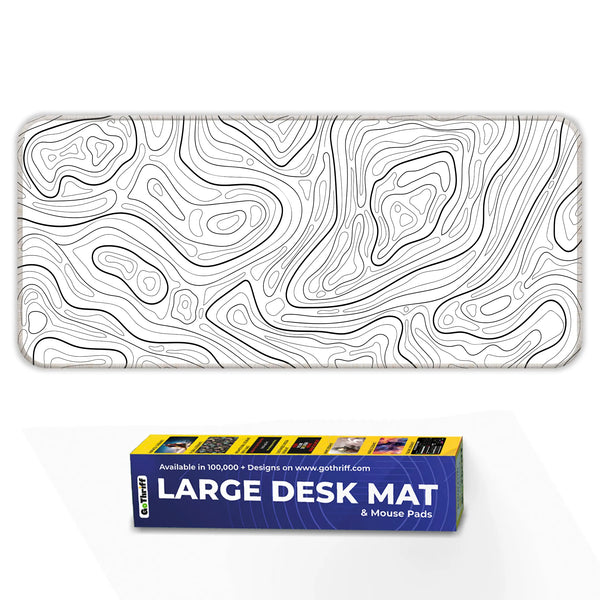 Monochrome Minimalist Topographic Deskmat