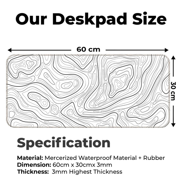 Monochrome Minimalist Topographic Deskmat