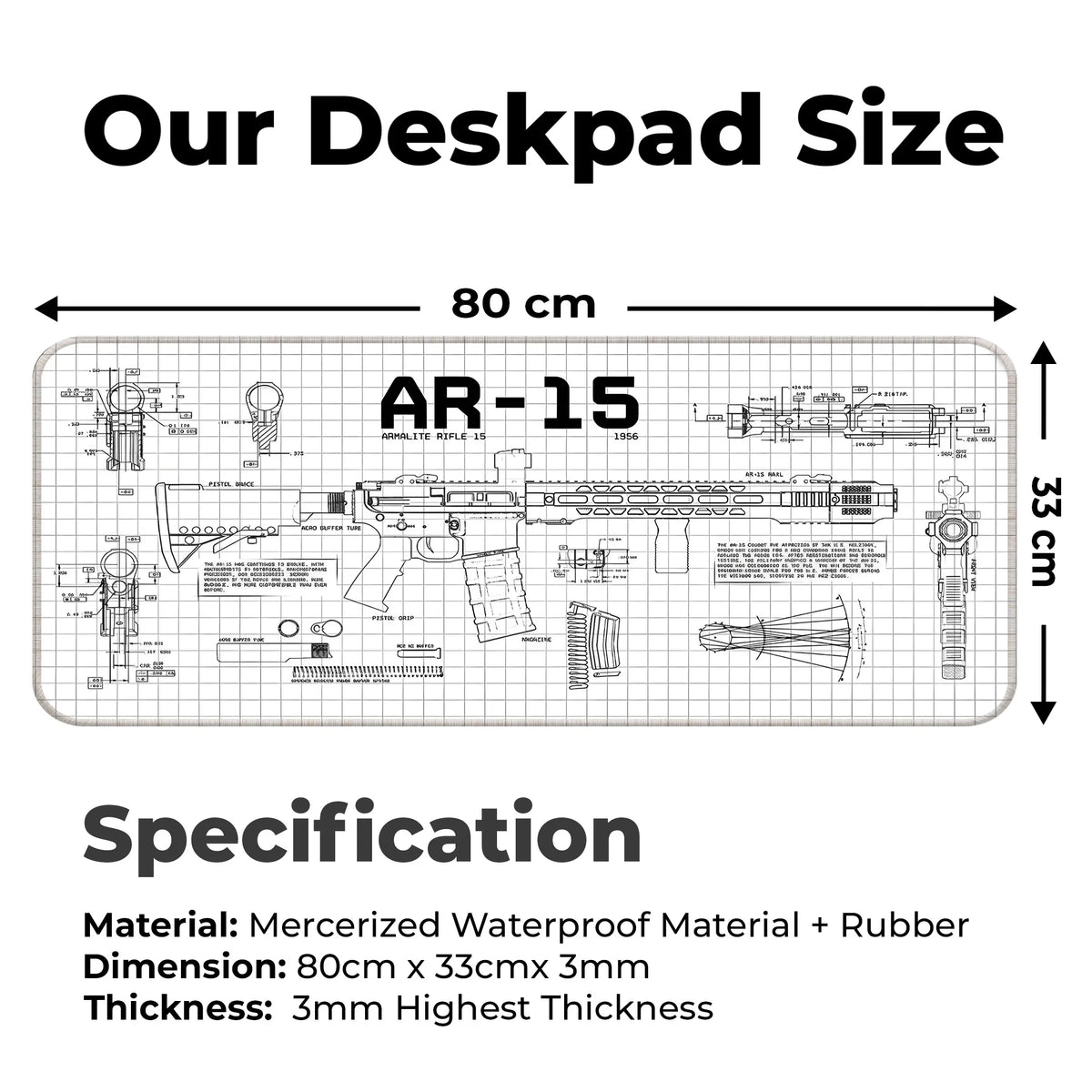 AR-15 Blueprint Technical Design Deskmat