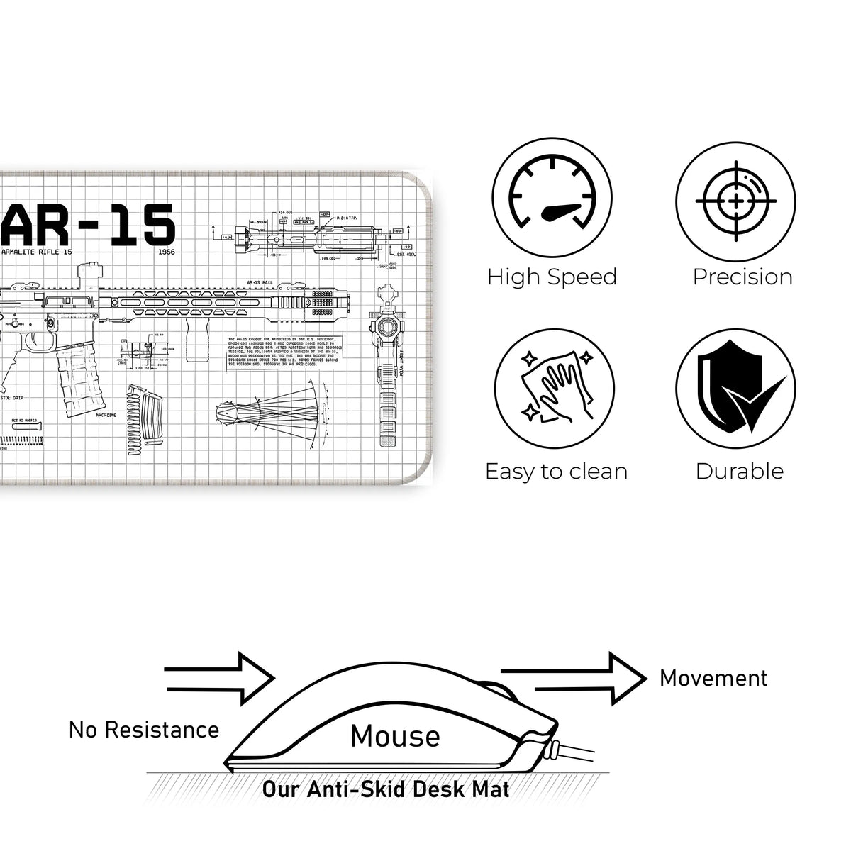 AR-15 Blueprint Technical Design Deskmat