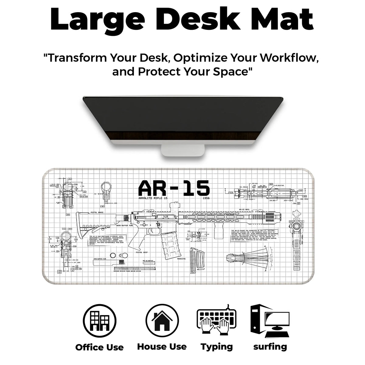 AR-15 Blueprint Technical Design Deskmat