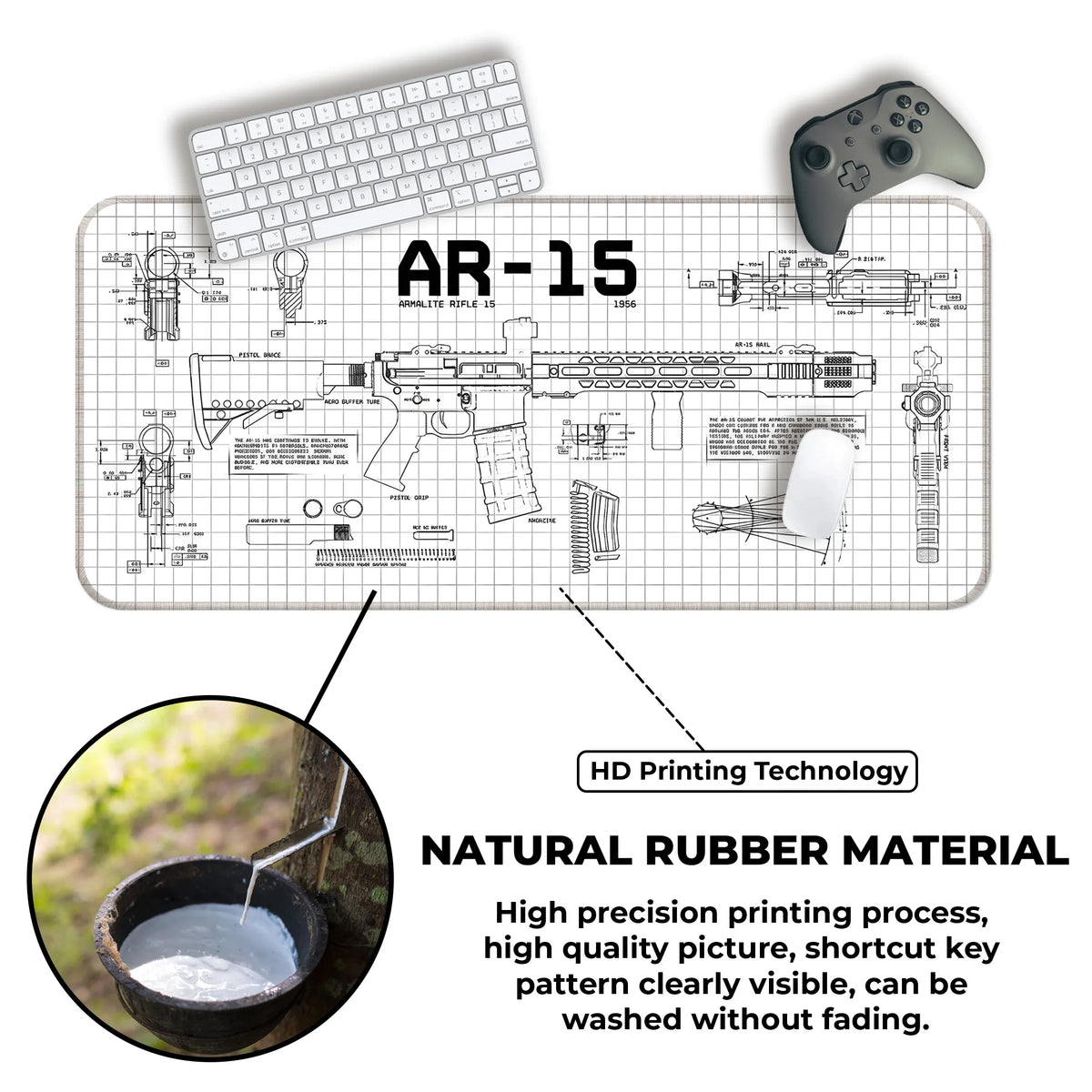 AR-15 Blueprint Technical Design Deskmat
