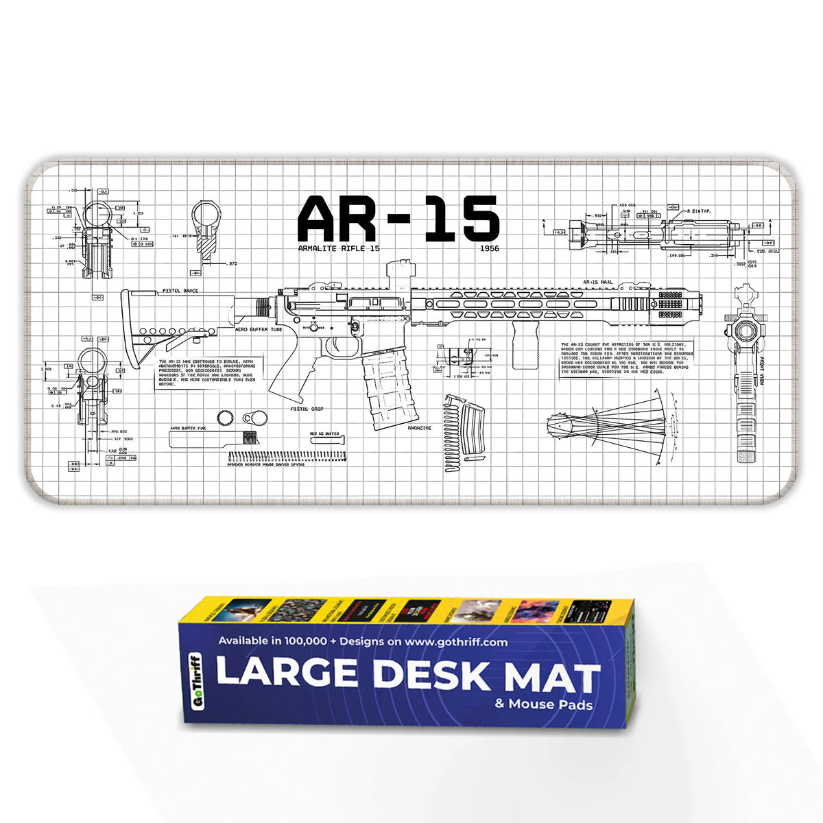AR-15 Blueprint Technical Design Deskmat
