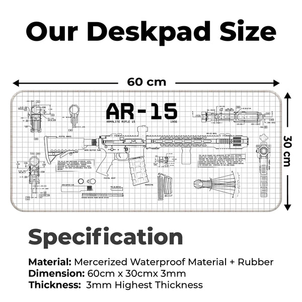 AR-15 Blueprint Technical Design Deskmat