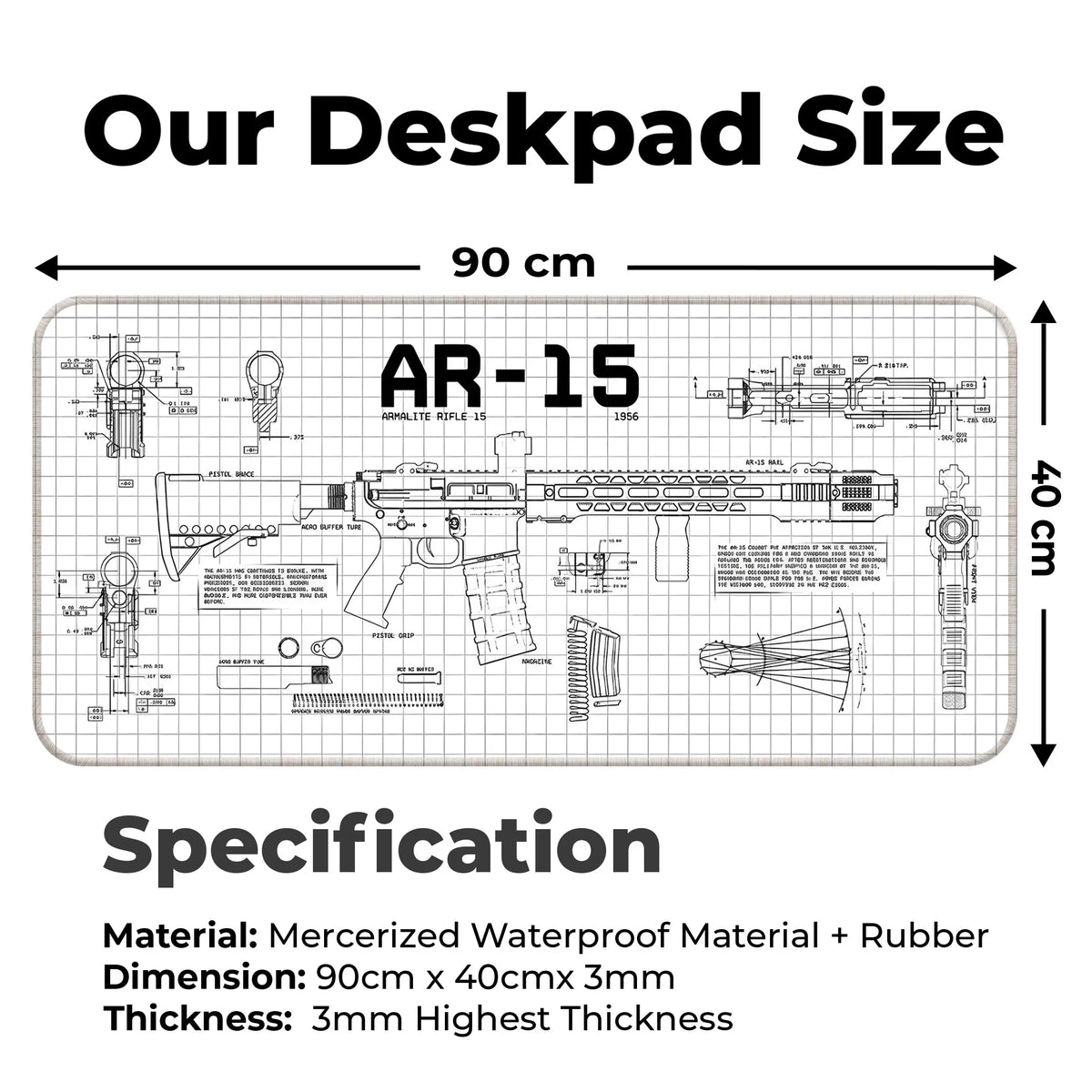 AR-15 Blueprint Technical Design Deskmat