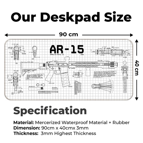 AR-15 Blueprint Technical Design Deskmat