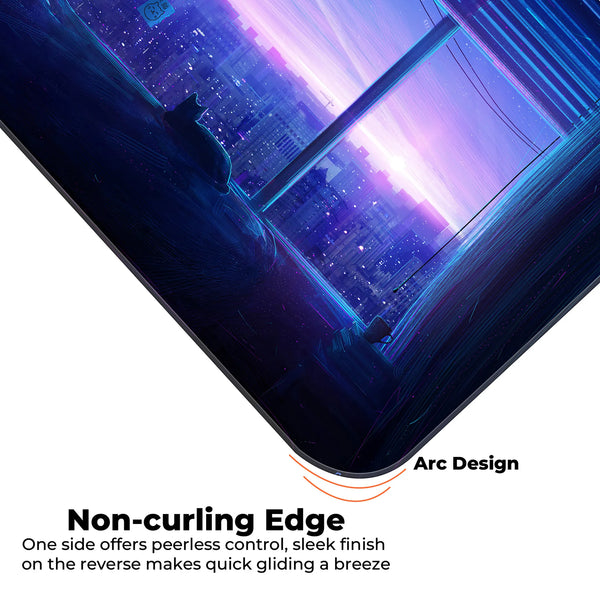 Aesthetic Night City Window View Deskmat