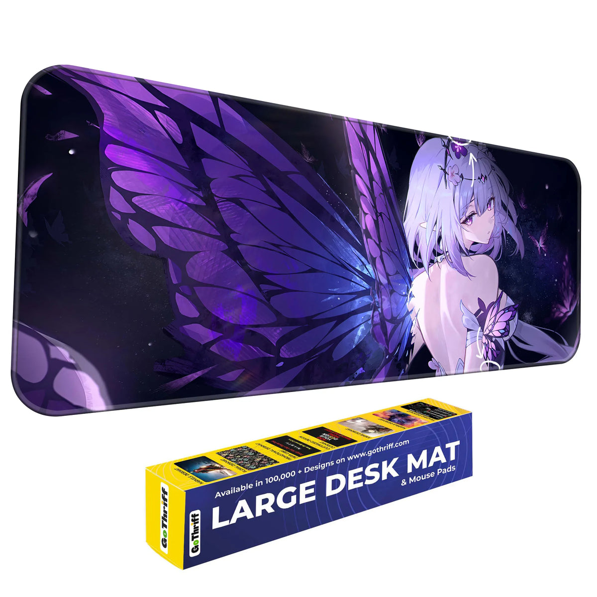 Anime Butterfly Fairy Girl Purple Wings Deskmat