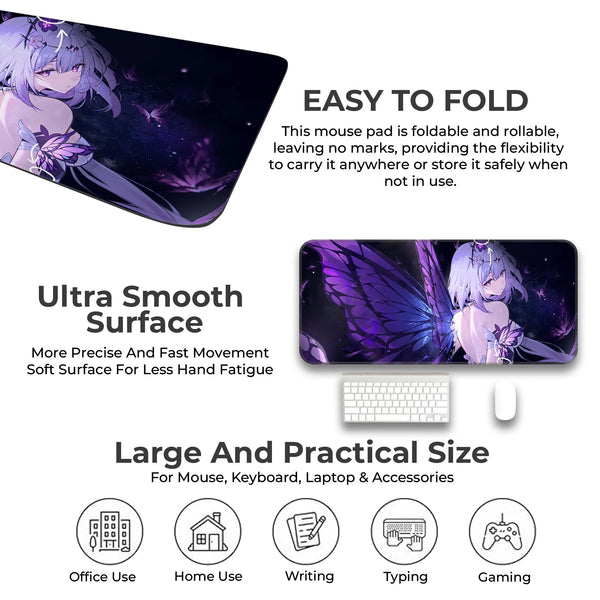 Anime Butterfly Fairy Girl Purple Wings Deskmat