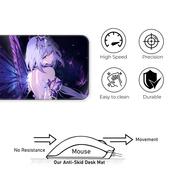 Anime Butterfly Fairy Girl Purple Wings Deskmat
