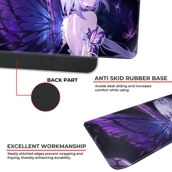 Anime Butterfly Fairy Girl Purple Wings Deskmat