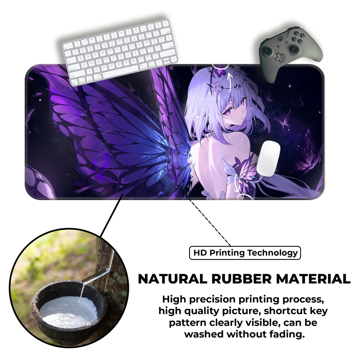 Anime Butterfly Fairy Girl Purple Wings Deskmat