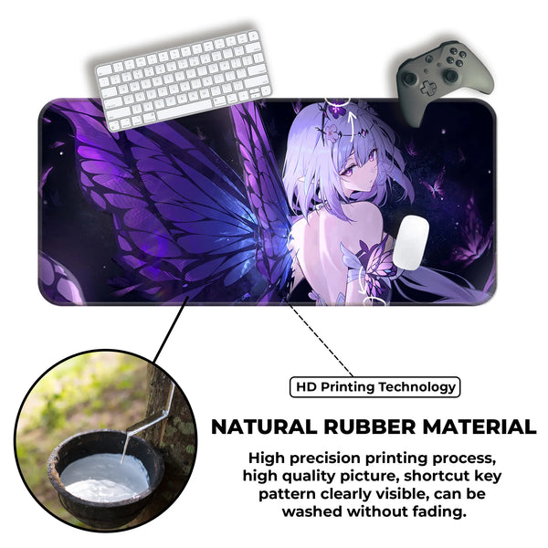 Anime Butterfly Fairy Girl Purple Wings Deskmat