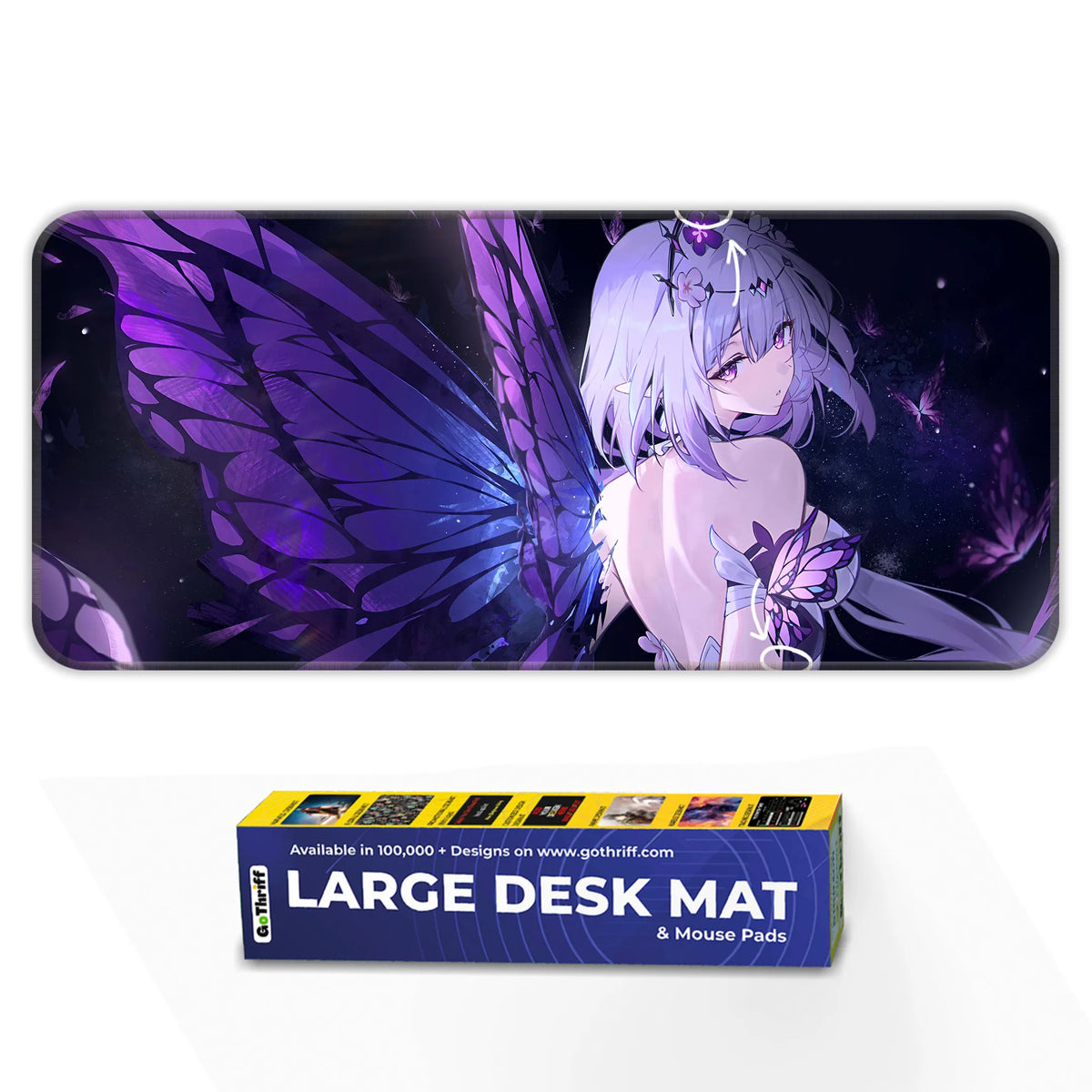 Anime Butterfly Fairy Girl Purple Wings Deskmat