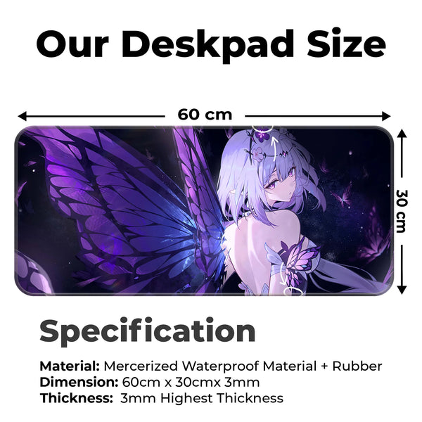 Anime Butterfly Fairy Girl Purple Wings Deskmat