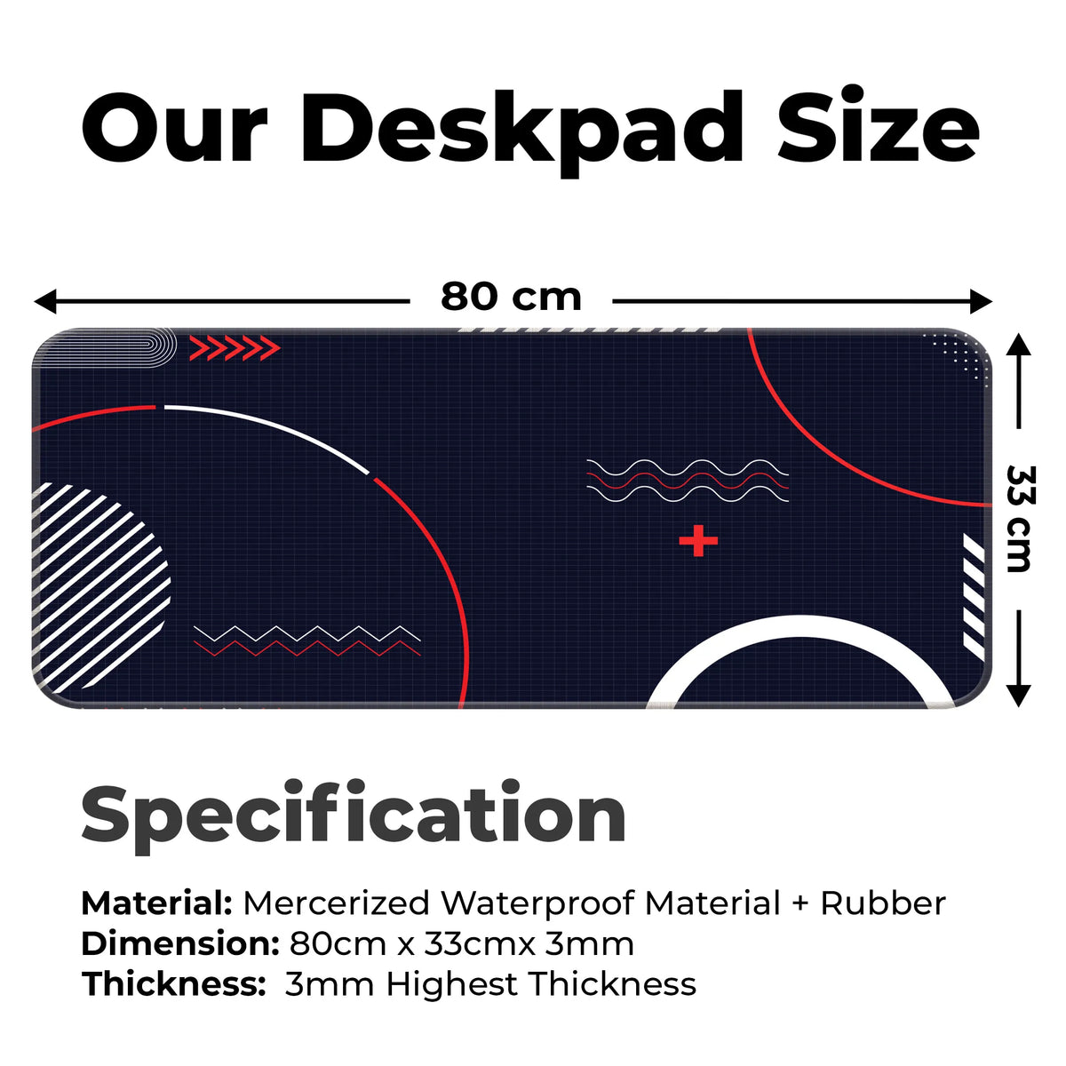 Abstract Red & White Geometric Design Deskmat