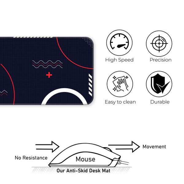 Abstract Red & White Geometric Design Deskmat