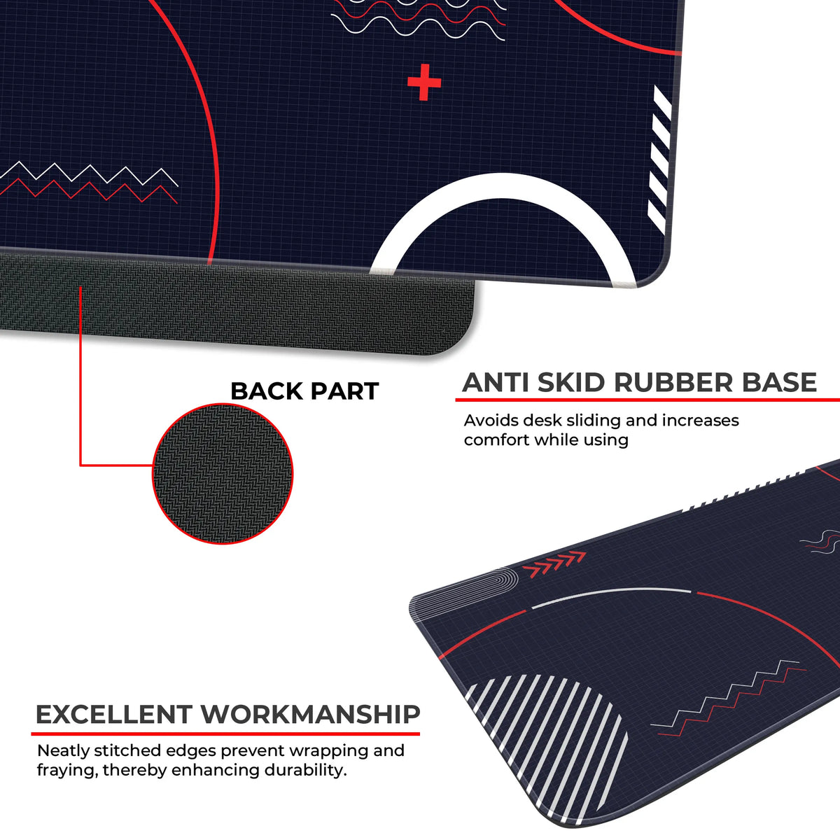 Abstract Red & White Geometric Design Deskmat