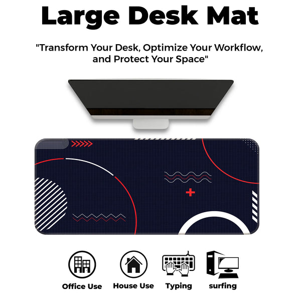 Abstract Red & White Geometric Design Deskmat