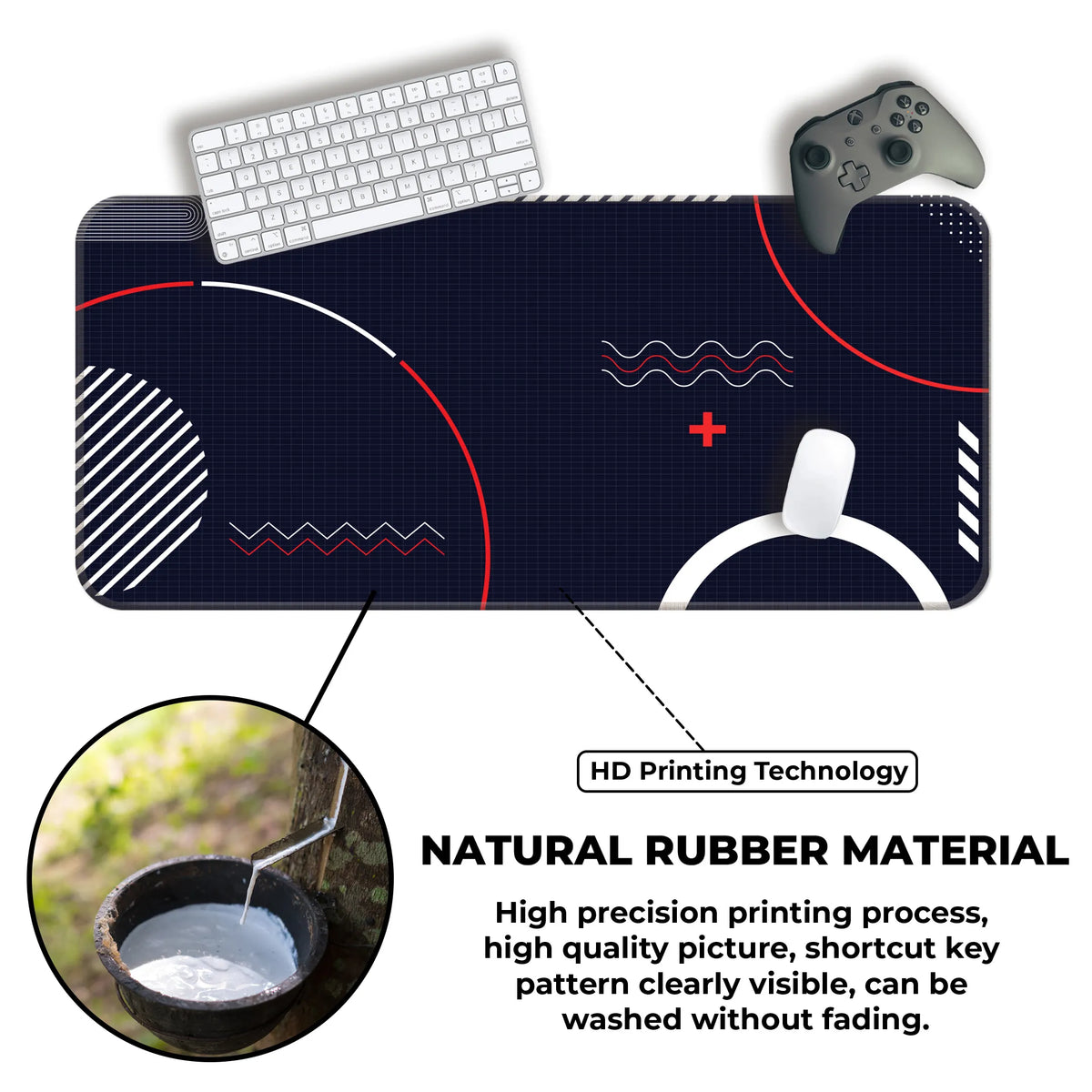 Abstract Red & White Geometric Design Deskmat