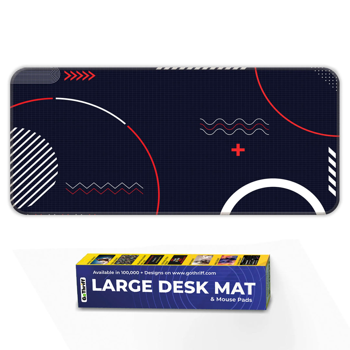 Abstract Red & White Geometric Design Deskmat