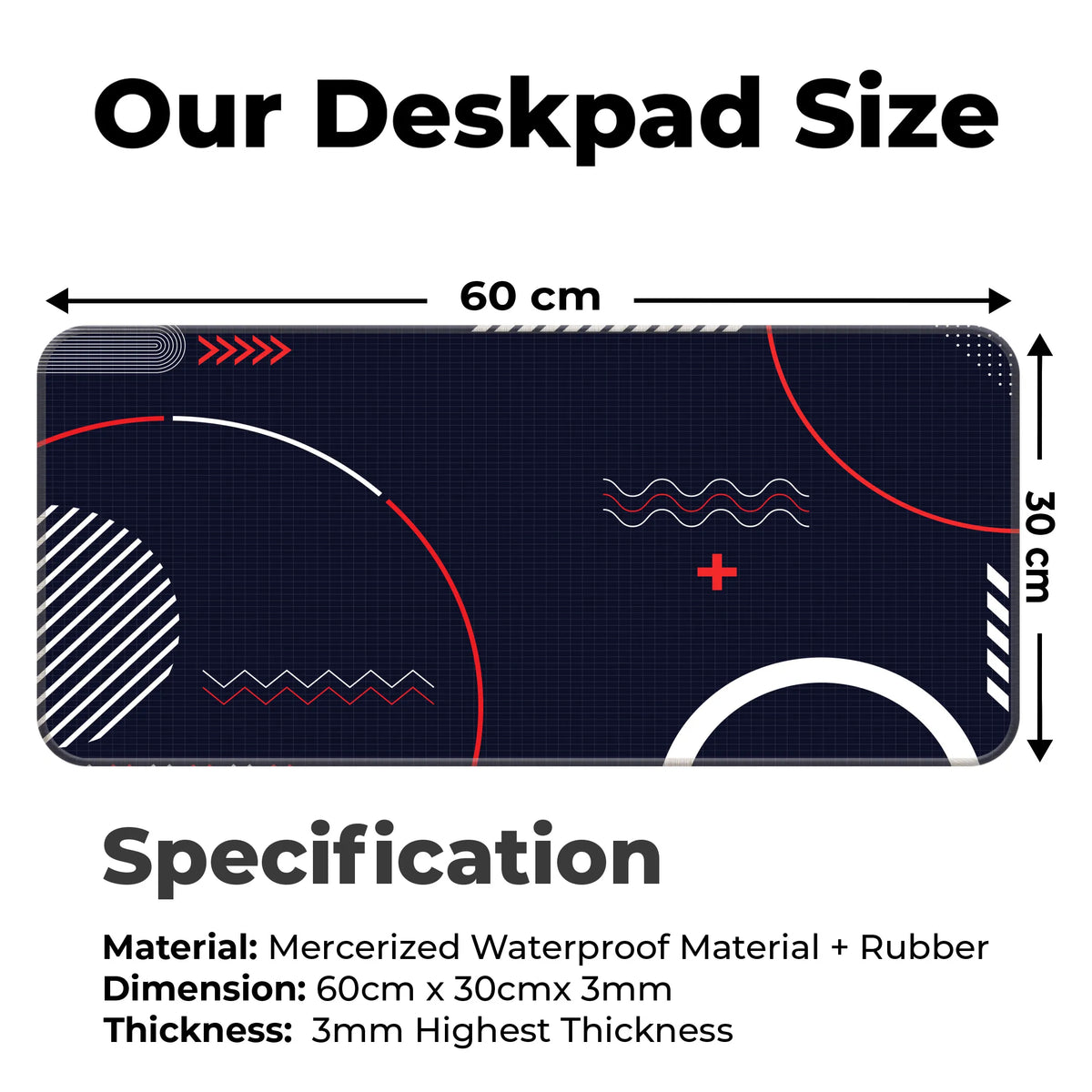 Abstract Red & White Geometric Design Deskmat