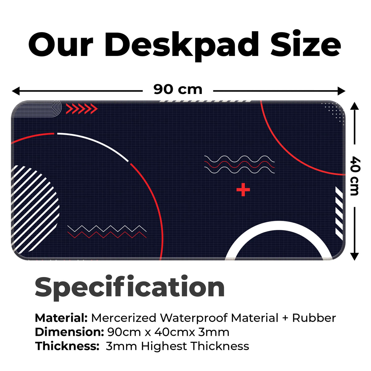 Abstract Red & White Geometric Design Deskmat