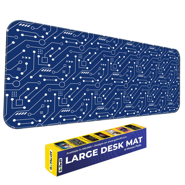 Blue Circuit Board Tech Pattern Deskmat