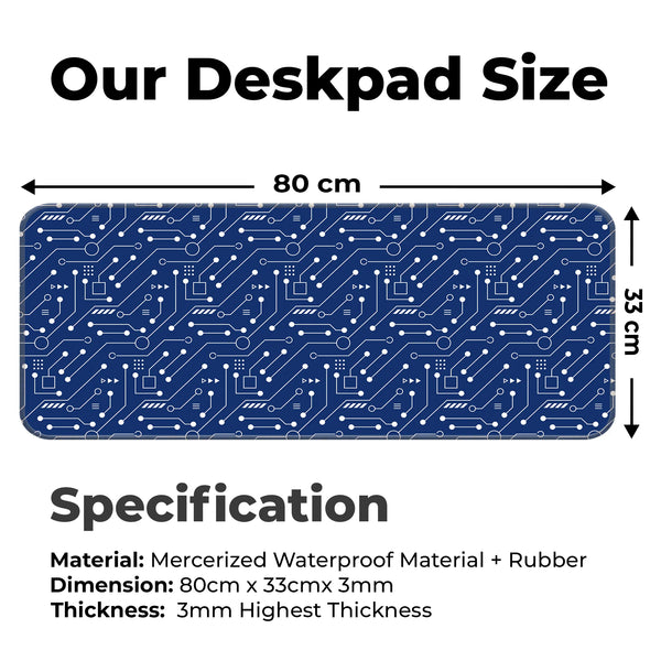 Blue Circuit Board Tech Pattern Deskmat