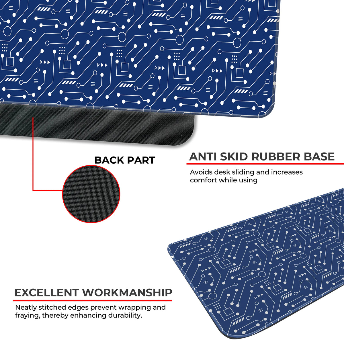 Blue Circuit Board Tech Pattern Deskmat