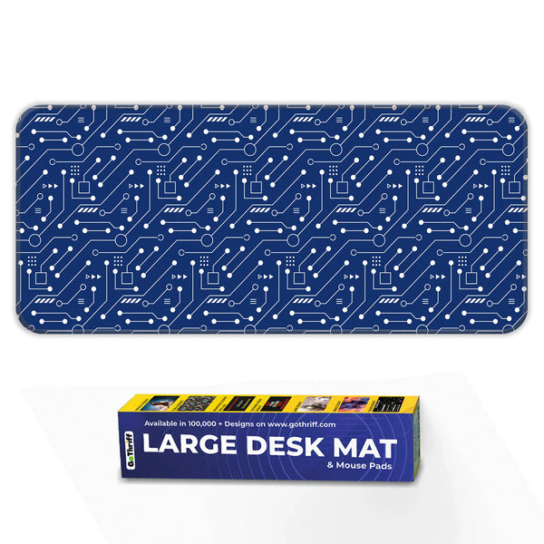 Blue Circuit Board Tech Pattern Deskmat