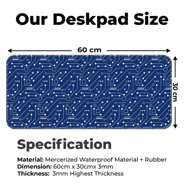 Blue Circuit Board Tech Pattern Deskmat