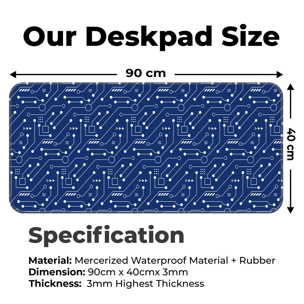 Blue Circuit Board Tech Pattern Deskmat