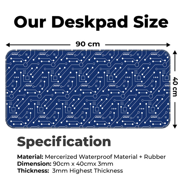 Blue Circuit Board Tech Pattern Deskmat