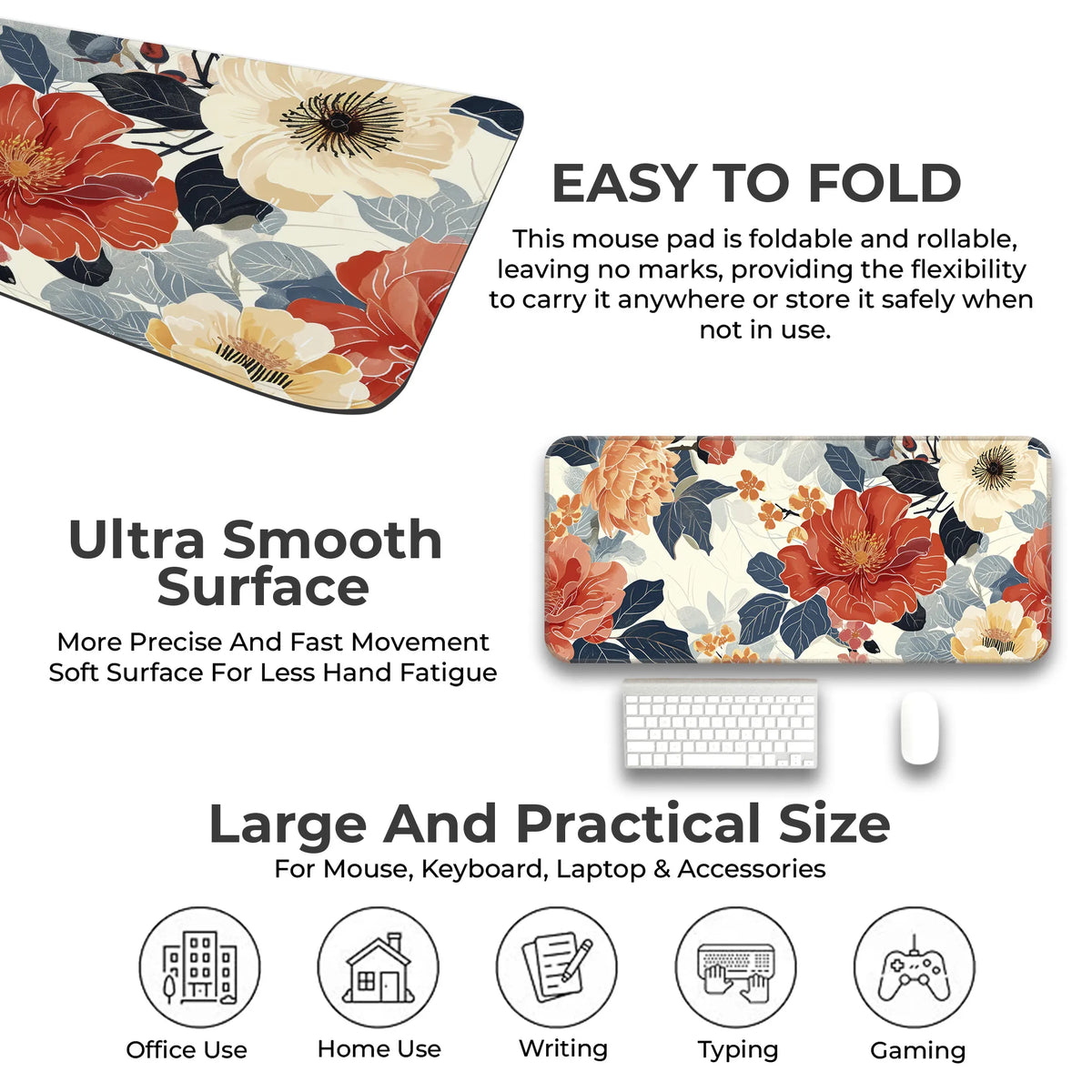 Elegant Floral Bloom Art Deskmat