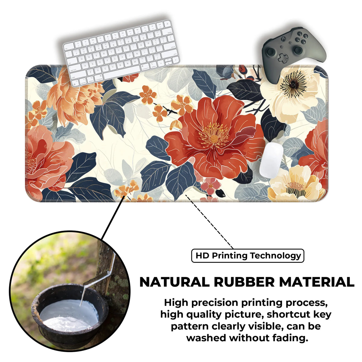 Elegant Floral Bloom Art Deskmat