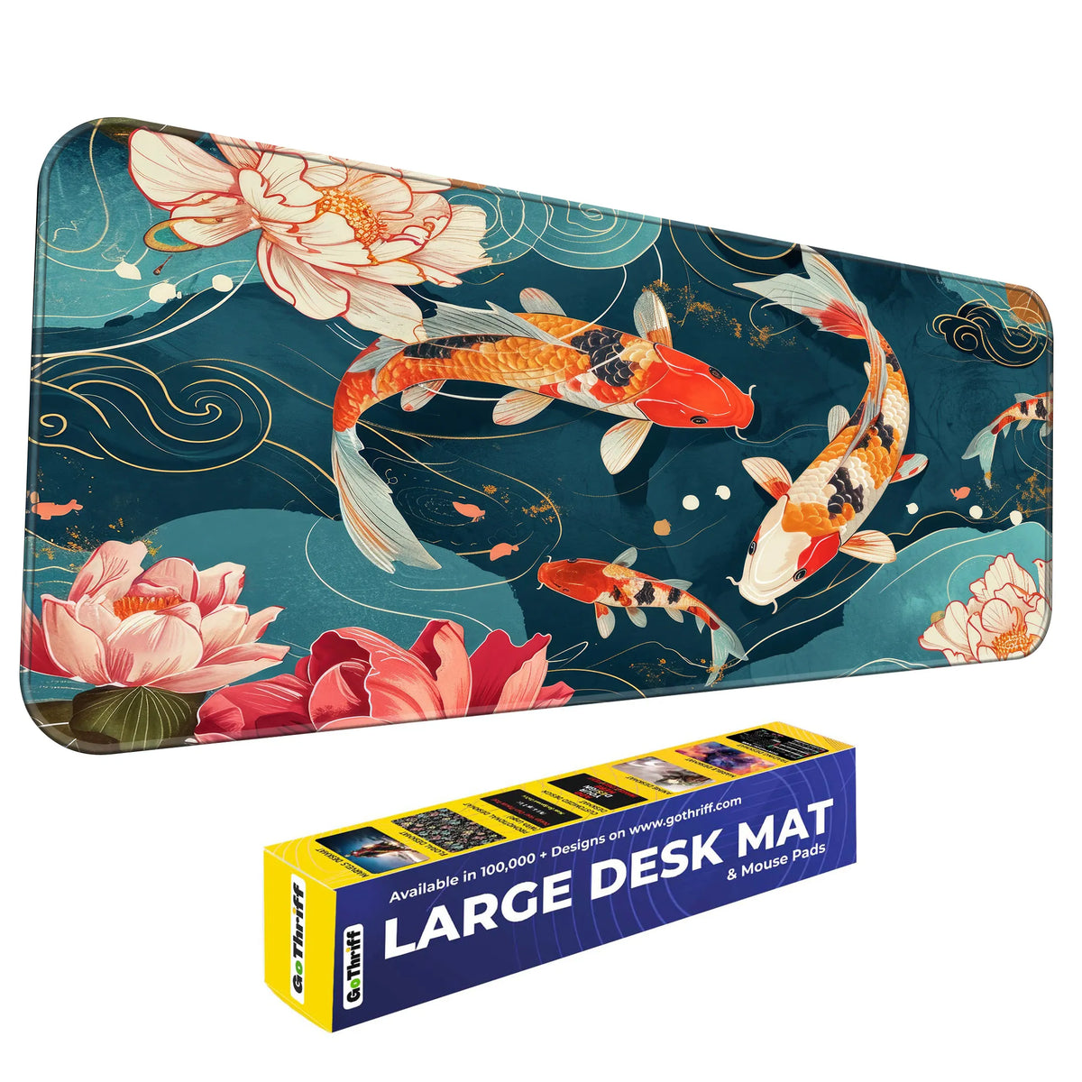 Japanese Koi Pond Lotus Deskmat