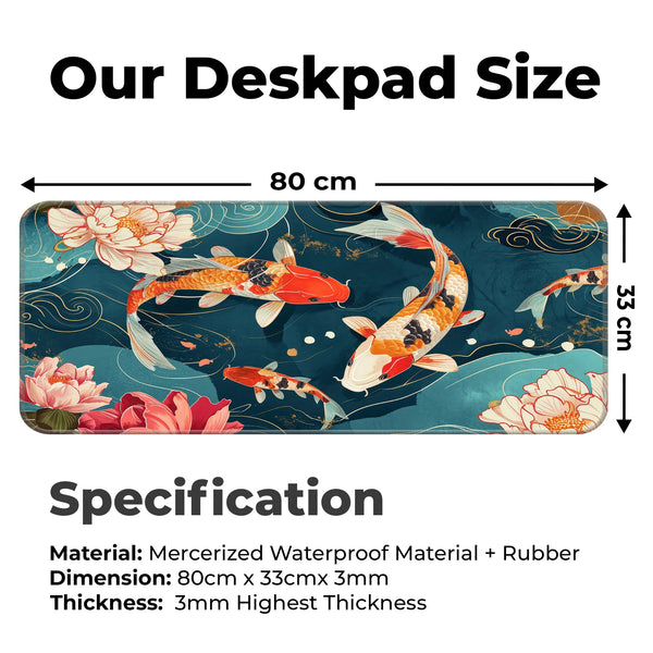 Japanese Koi Pond Lotus Deskmat