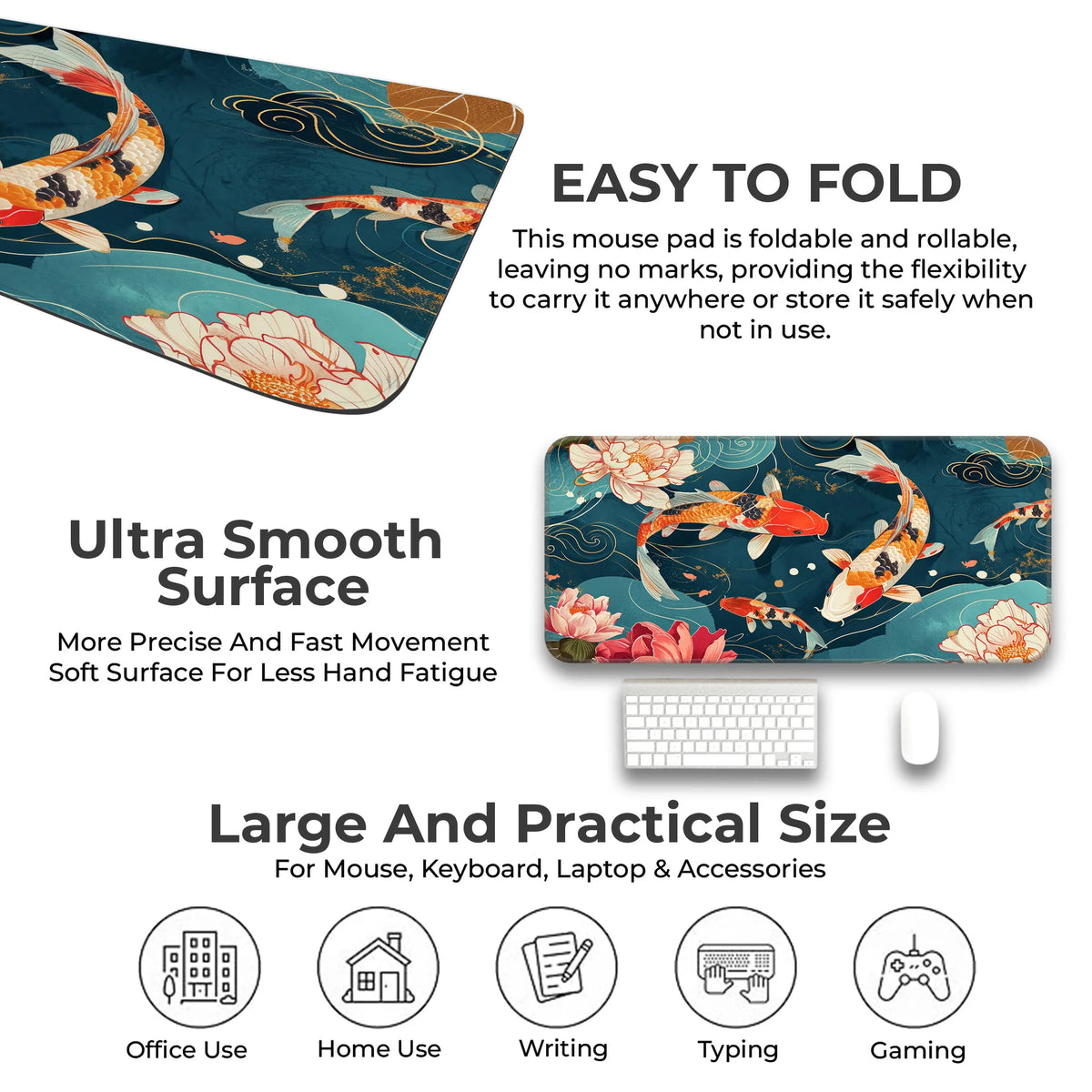 Japanese Koi Pond Lotus Deskmat