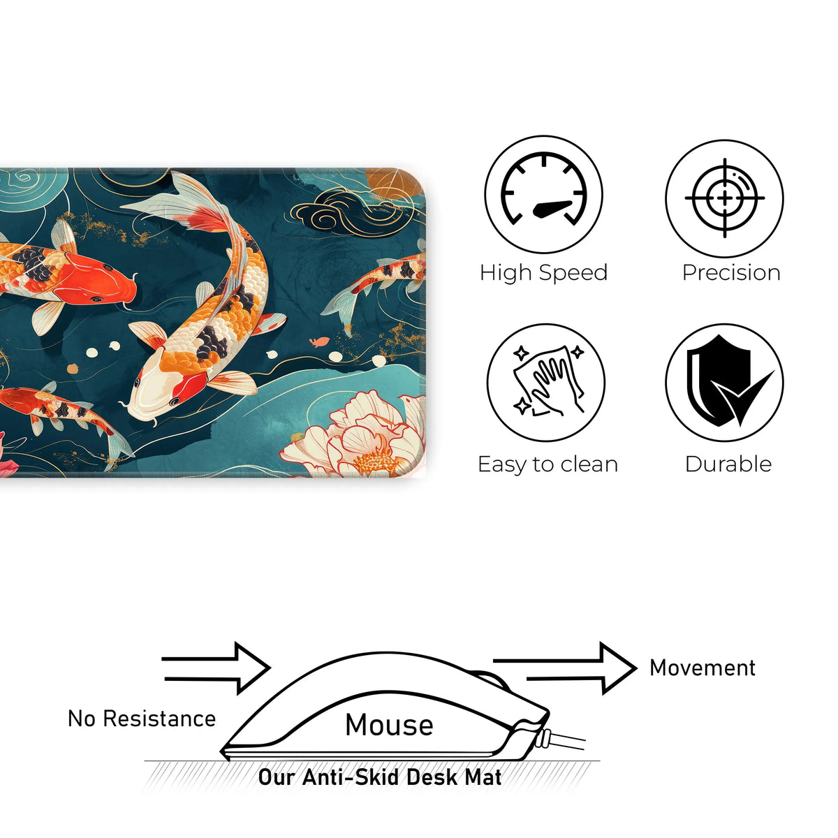Japanese Koi Pond Lotus Deskmat