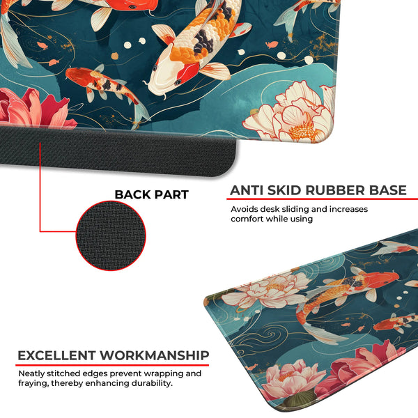 Japanese Koi Pond Lotus Deskmat