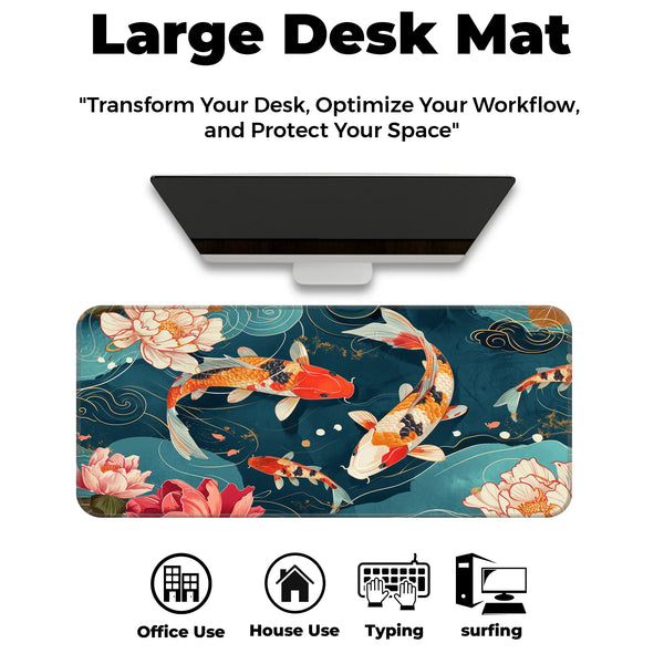 Japanese Koi Pond Lotus Deskmat