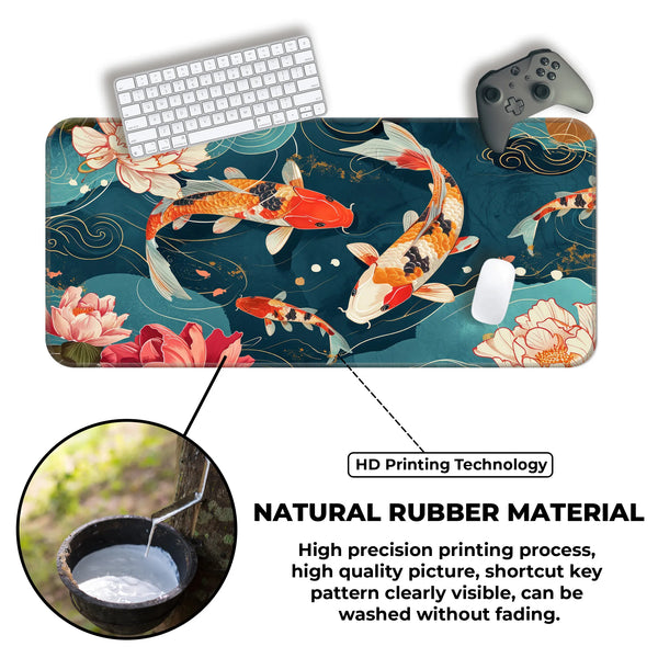 Japanese Koi Pond Lotus Deskmat