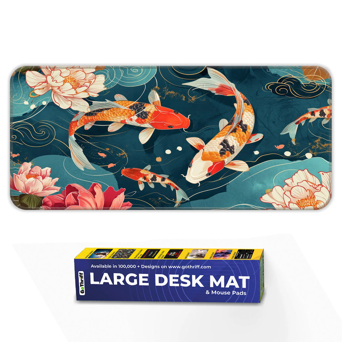 Japanese Koi Pond Lotus Deskmat