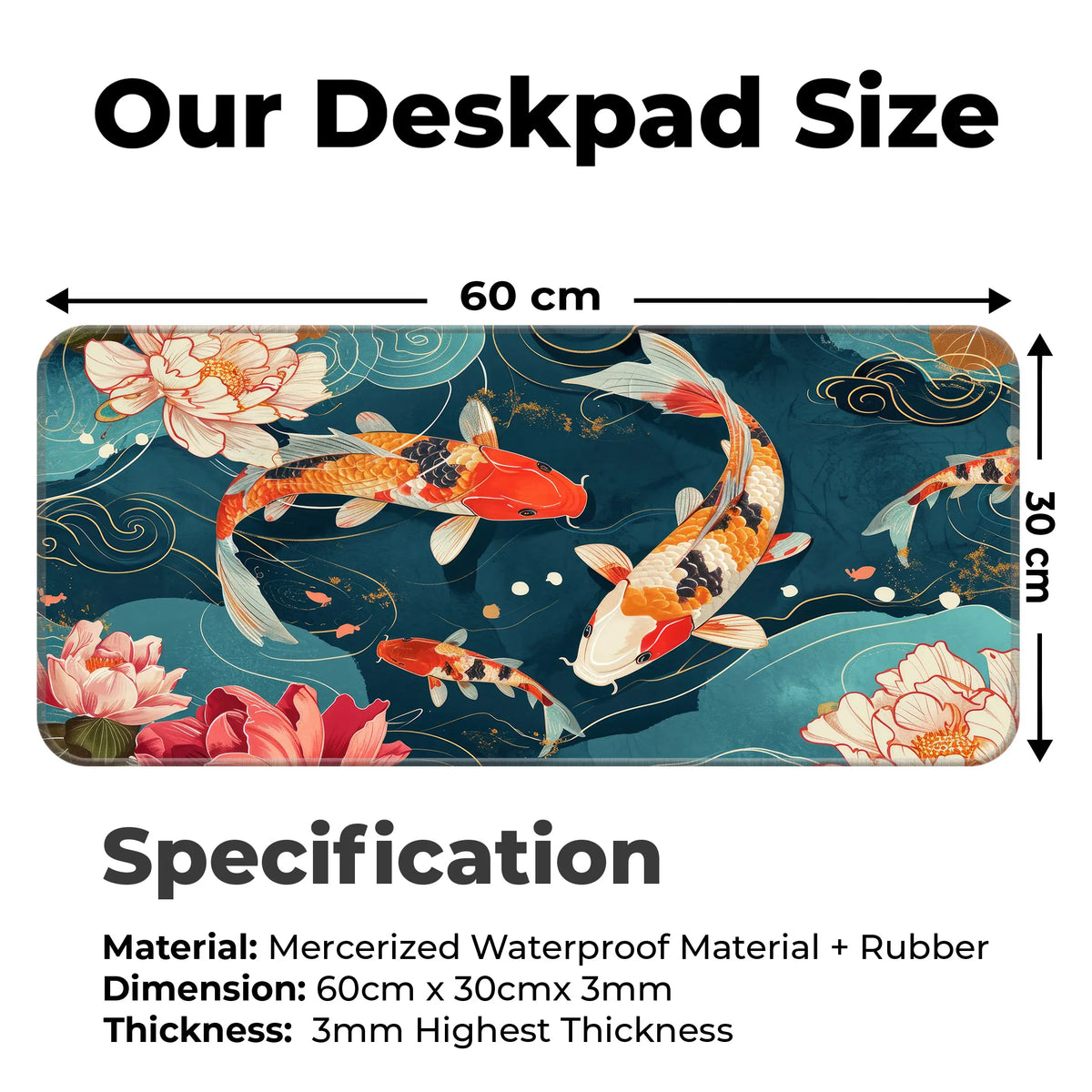 Japanese Koi Pond Lotus Deskmat